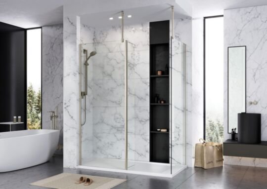 Tucker French 600mm Corner Wet Room Panel - 10mm (Actual Width 550mm)
