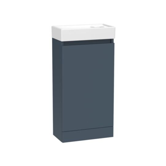 Tucker French Chiltern 400mm Floor Standing Single Door Cloakroom Basin Unit Matt Alby Blue