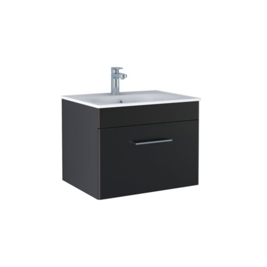 Tucker French Bucks 500mm Wall Mounted Single Drawer Basin Unit Matt Black