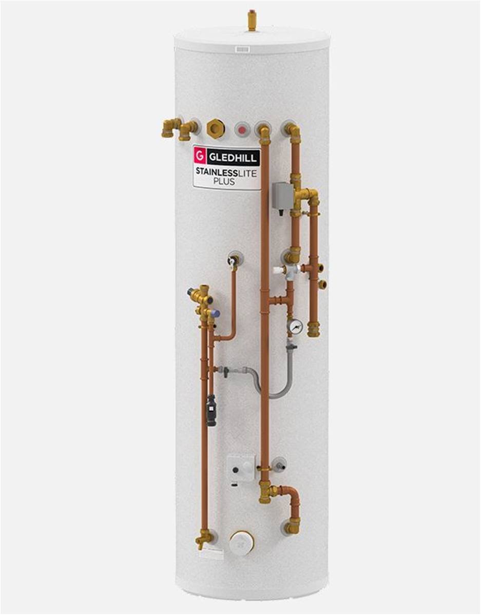 Gledhill StainlessLite Plus 200L DUO Heat Pump Pre Plumbed with Buffer Store PLUHP200DUOPP