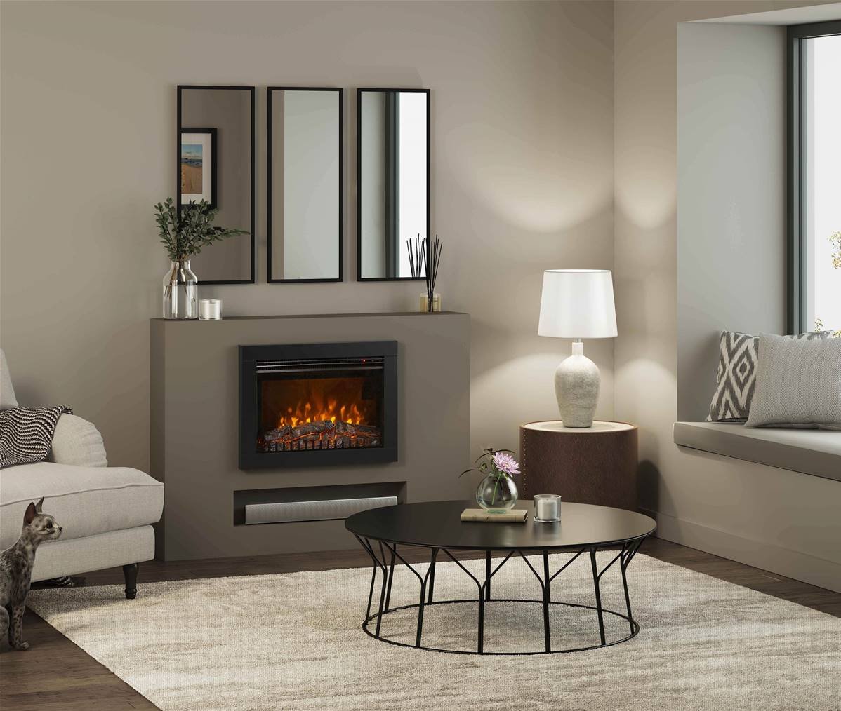 Be Modern 26" Adali Wall Mounted Fire with Matt Black Trim AWMFT - B 