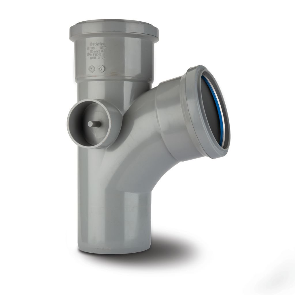 Polypipe 110mm 104 Degree Single Branch Grey