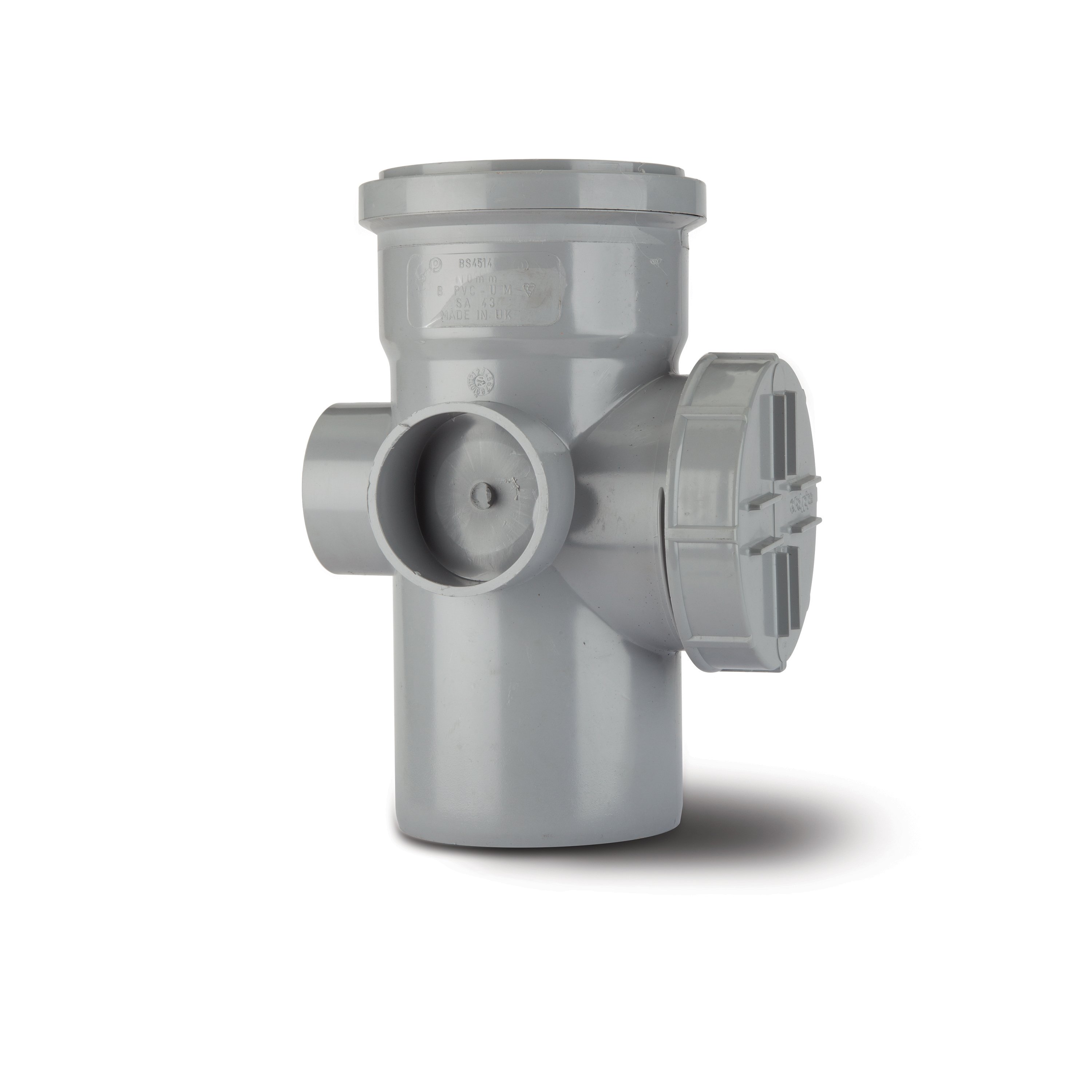 Polypipe 110mm Access Pipe 2 Boss Single Socket Grey