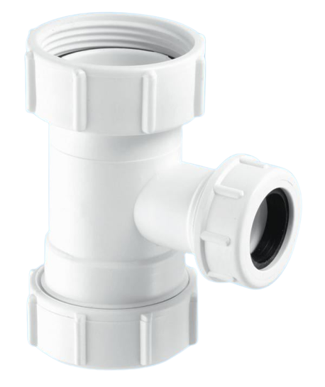 McAlpine Tee Piece 1½" BSP nut x 1¼" BSP thread x 19/23mm Universal Connection V33T