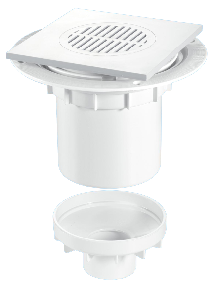 McAlpine 75mm Water Seal Gully with Vertical Outlet 150mm Square White ABS TSG2T6WH