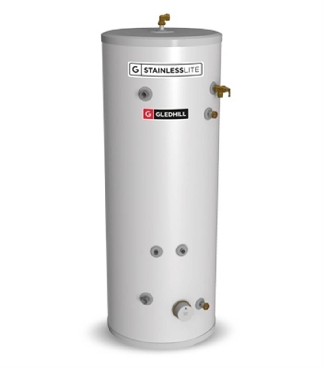 Gledhill StainlessLite Plus Unvented Solar Heat Pump 180L Hot Water Cylinder PLUHP180S