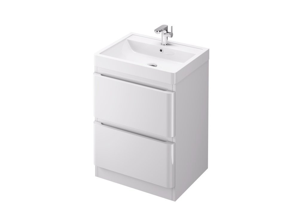 Instinct Nuance Square 600mm Double Drawer Floor Standing Unit Gloss White INSNU025