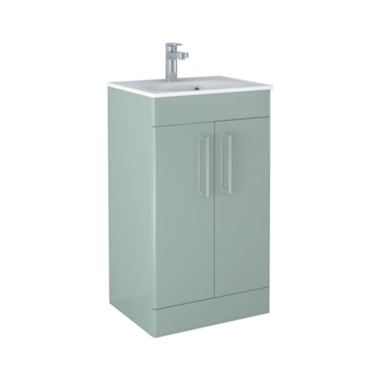 Tucker French Bucks 500mm Floor Standing Two Door Basin Unit Matt Pistachio
