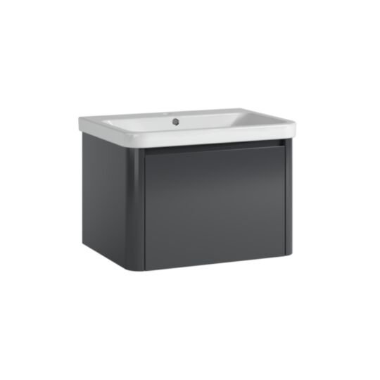 Tucker French Herts 600mm Wall Mounted Single Drawer Basin Unit Anthracite