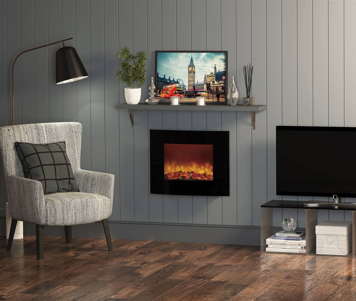 Be Modern 25” Quattro Wall Mounted Electric Fire Curved 35130 