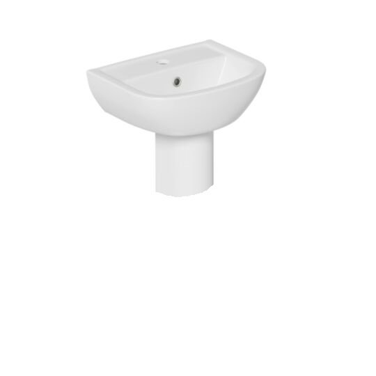 Tucker French 450mm One Taphole D-Shaped Basin with Semi Pedestal