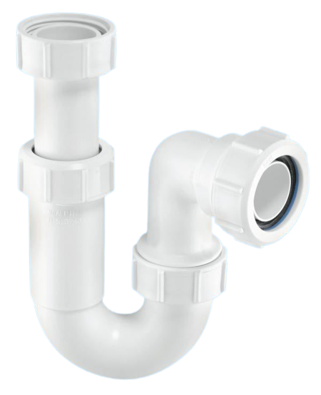 McAlpine 1 1/4" x 75mm Adjustable Inlet Tubular Swivel 'P' Trap ASA10