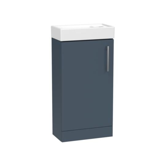 Tucker French Amersham 400mm Floor Standing Single Door Cloakroom Basin Unit Matt Alby Blue