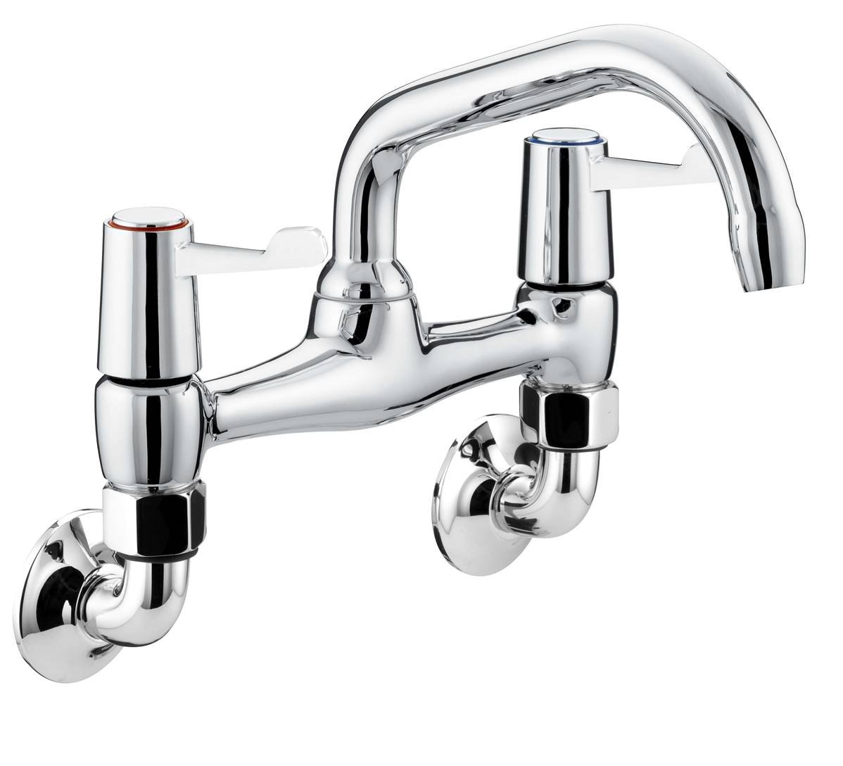 Bristan Lever Wall Mounted Bridge Sink Mixer with Ceramic Disc Valves - Chrome VAL2 WMSNK C CD