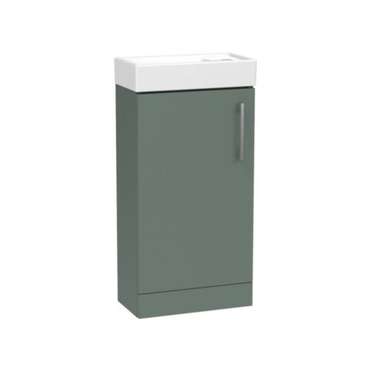 Tucker French Amersham 400mm Floor Standing Single Door Cloakroom Basin Unit Matt Sage Green