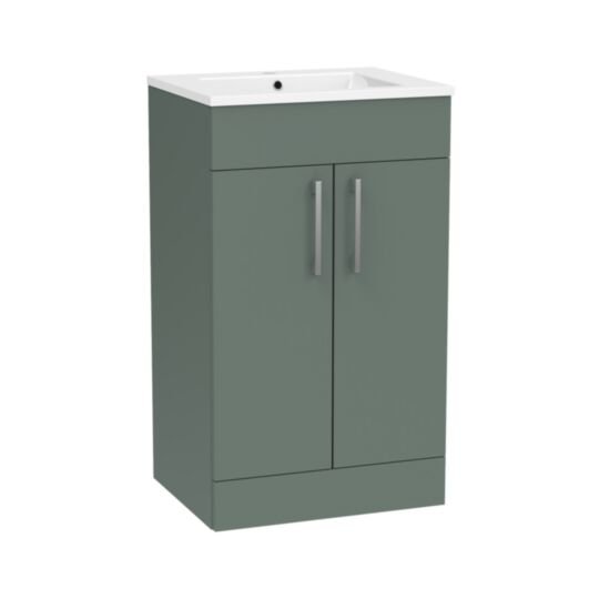 Tucker French Amersham 500mm Floor Standing Two Door Basin Unit Matt Sage Green