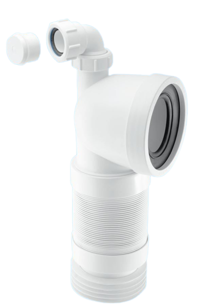 McAlpine 90 Degree Flexible WC Connector with Universal Vent Boss WC-CON8FV