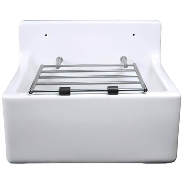 Lecico Atlas Fireclay One Bowl White Cleaner Sink with Legs and Waste
