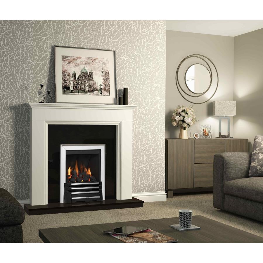 Be Modern 48" Westcroft Timber Surround with Black Granite Back Panel & Hearth Set TSS-4 