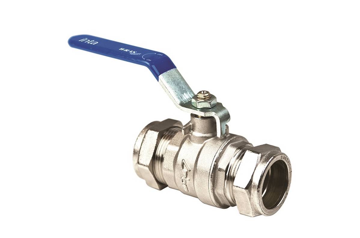 Inta 35mm Full Bore Compression Ball Valve Blue Lever Handle LBV209335B
