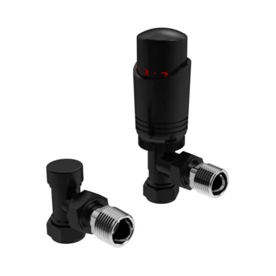 Instinct Modern Thermostatic Radiator Valves Angled ½" x 15mm INCNT004AP-BL