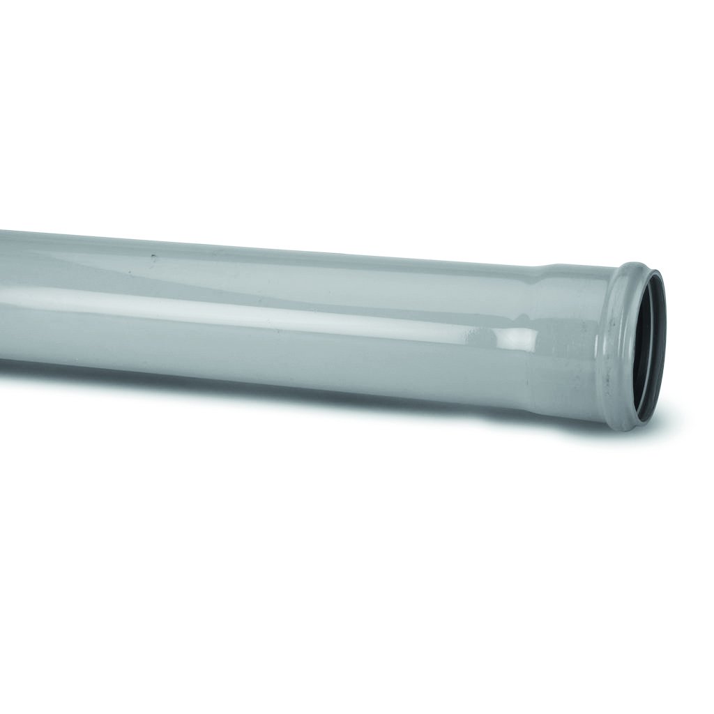 Polypipe 110mm Single Socket Pipe 3m Length Grey