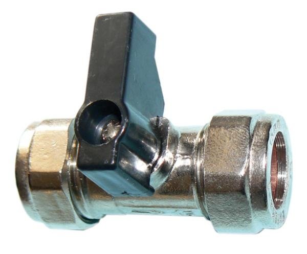 QQL lever operated chrome plated brass isolating valve 22mm - ec