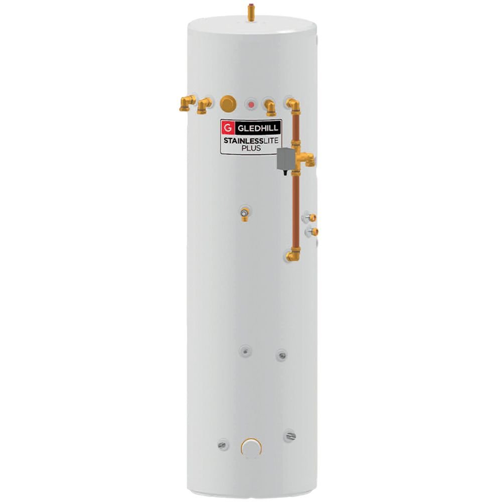 Gledhill StainlessLite Plus 180L Heat Pump Pre Plumbed Slim Line Cylinder PLUHP180BPPSL