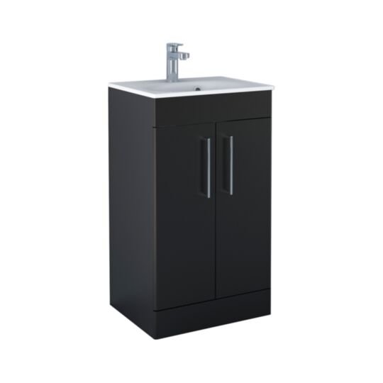 Tucker French Bucks 500mm Floor Standing Two Door Basin Unit Matt Black