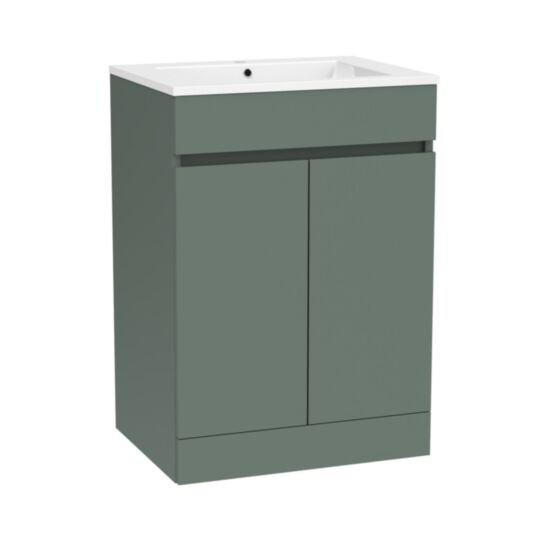 Tucker French Amersham 600mm Floor Standing Two Door Basin Unit Matt Sage Green