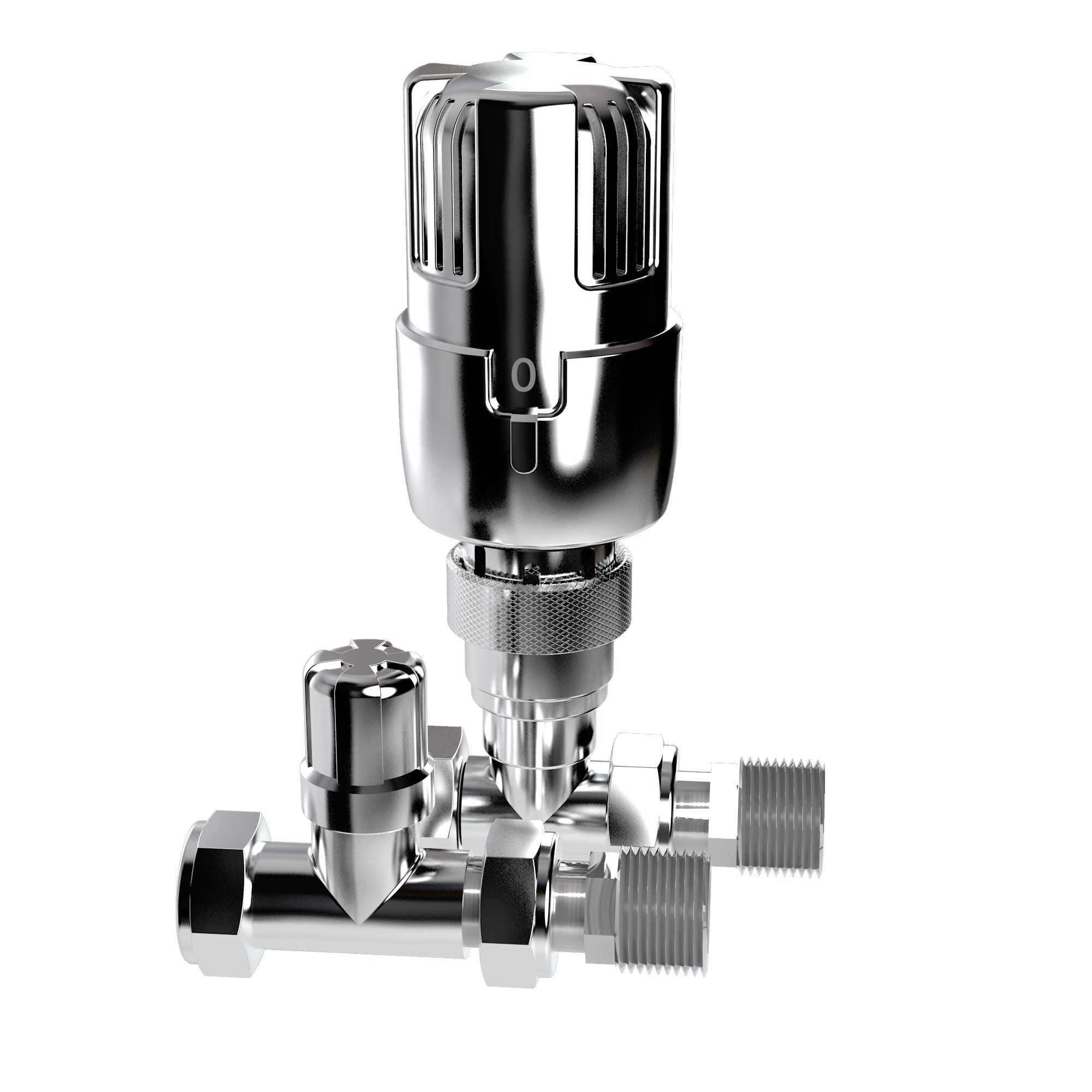 Inta 15mm Straight Thermostatic Radiator Valve Twin Pack Chrome Head 15PACKSCP.1