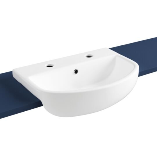 Tucker French 500mm Semi Recessed Two Taphole Basin