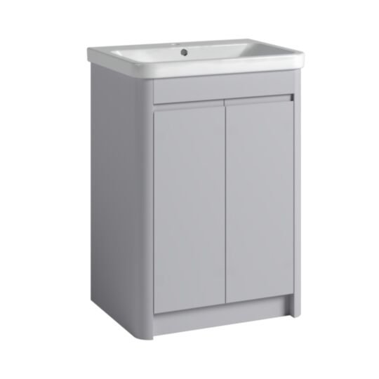 Tucker French Herts 600mm Floor Standing Two Door Basin Unit Light Grey