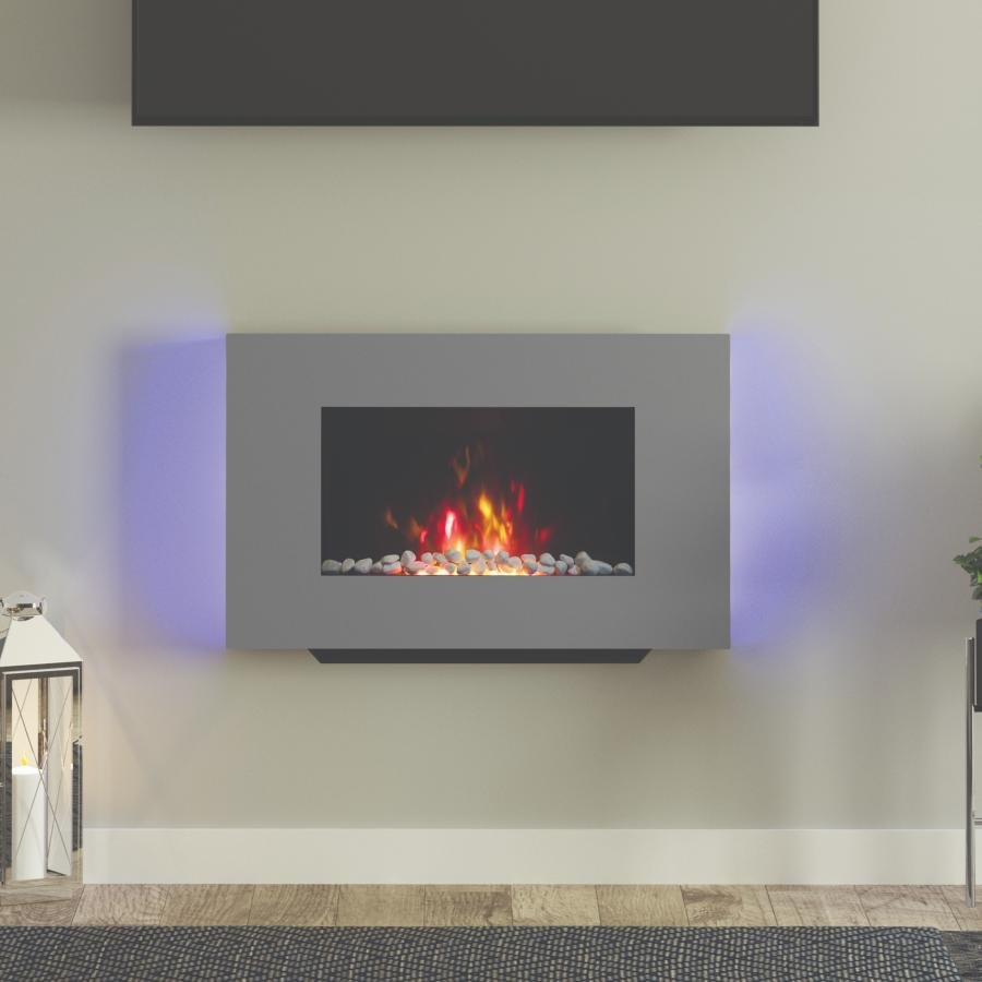 Be Modern Azonto Electric Wall Fire Grey Glass 65064 