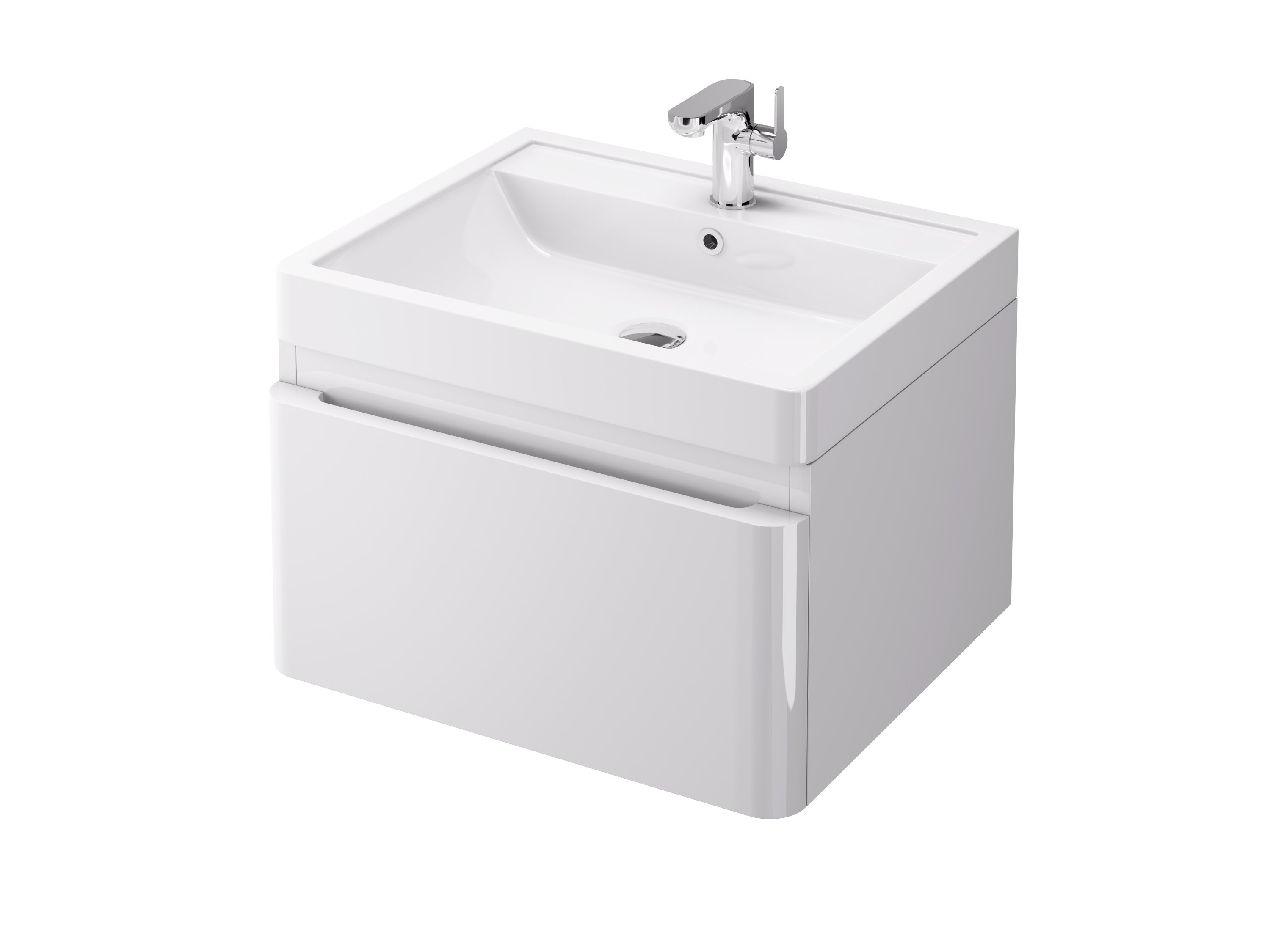 Instinct Nuance Square 600mm Single Drawer Wall Mounted Unit Gloss White INSNU021