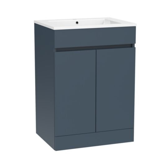 Tucker French Chiltern 600mm Floor Standing Two Door Basin Unit Matt Alby Blue