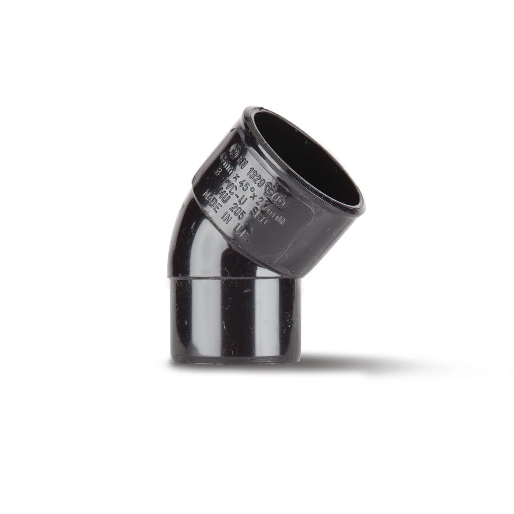 Polypipe 50mm 45 Degree Spigot Bend Black