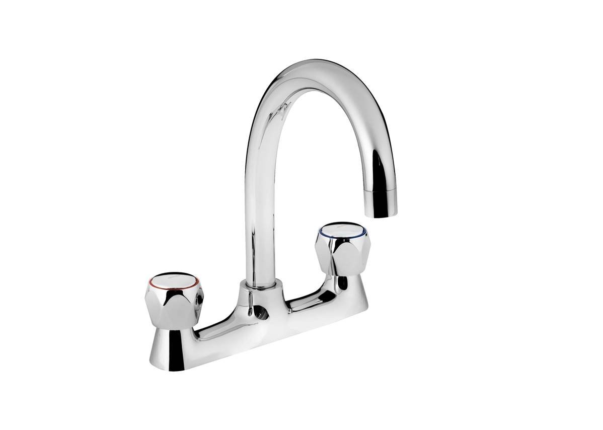 Bristan Club Deck Sink Mixer Chrome with Metal Heads VAC2 DSM C MT