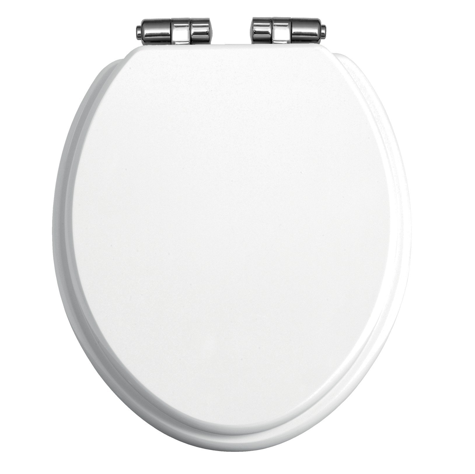 Heritage Soft Close Toilet Seat White Gloss with Chrome Hinges TSWGL101SC