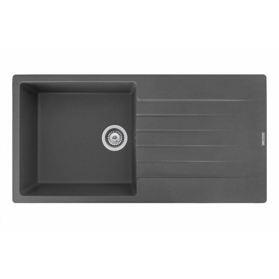 Reginox Harlem10 Grey Silver Granite Single Bowl Kitchen Sink with Drainer and Waste Included