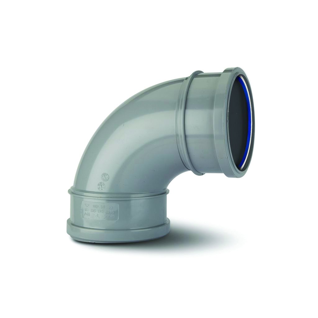 Polypipe 110mm 92.5 Degree Double Socket Bend Grey