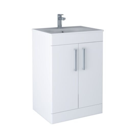 Tucker French Bucks 500mm Floor Standing Two Door Basin Unit Matt White