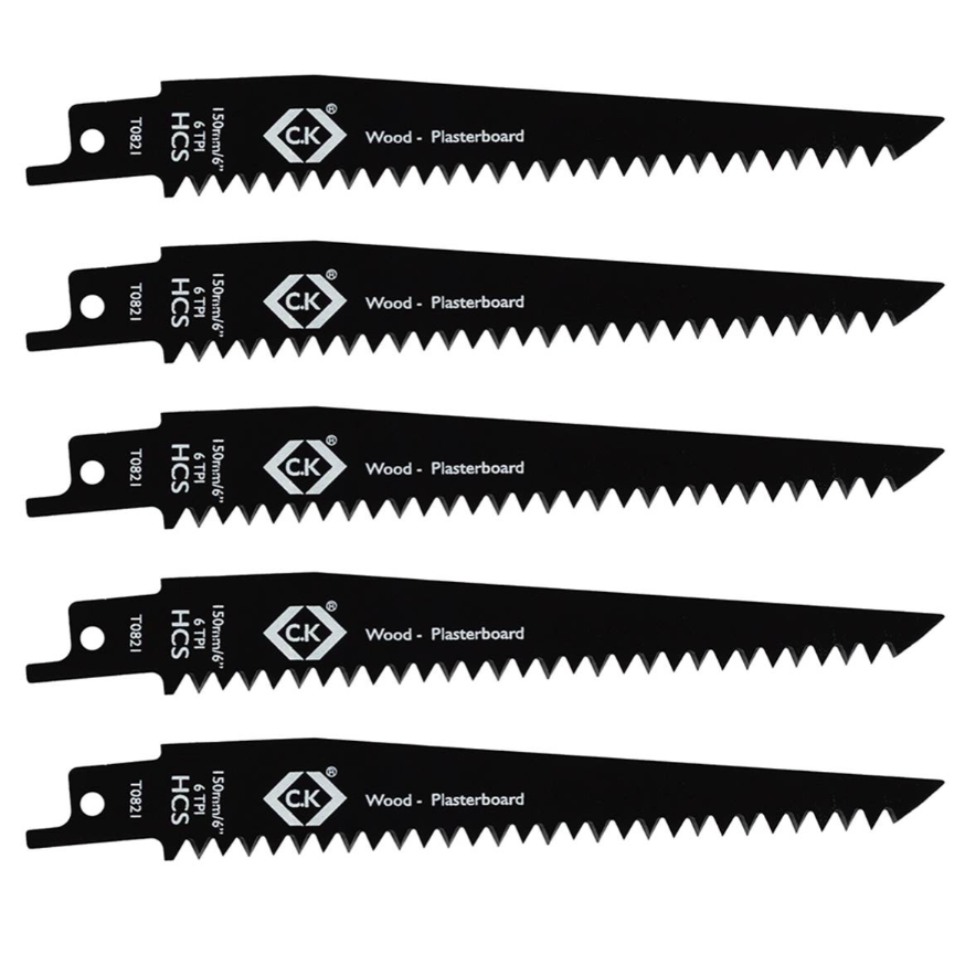 C.K 6TPI 150mm HCS Reciprocating Saw Blades 5Pk T0821