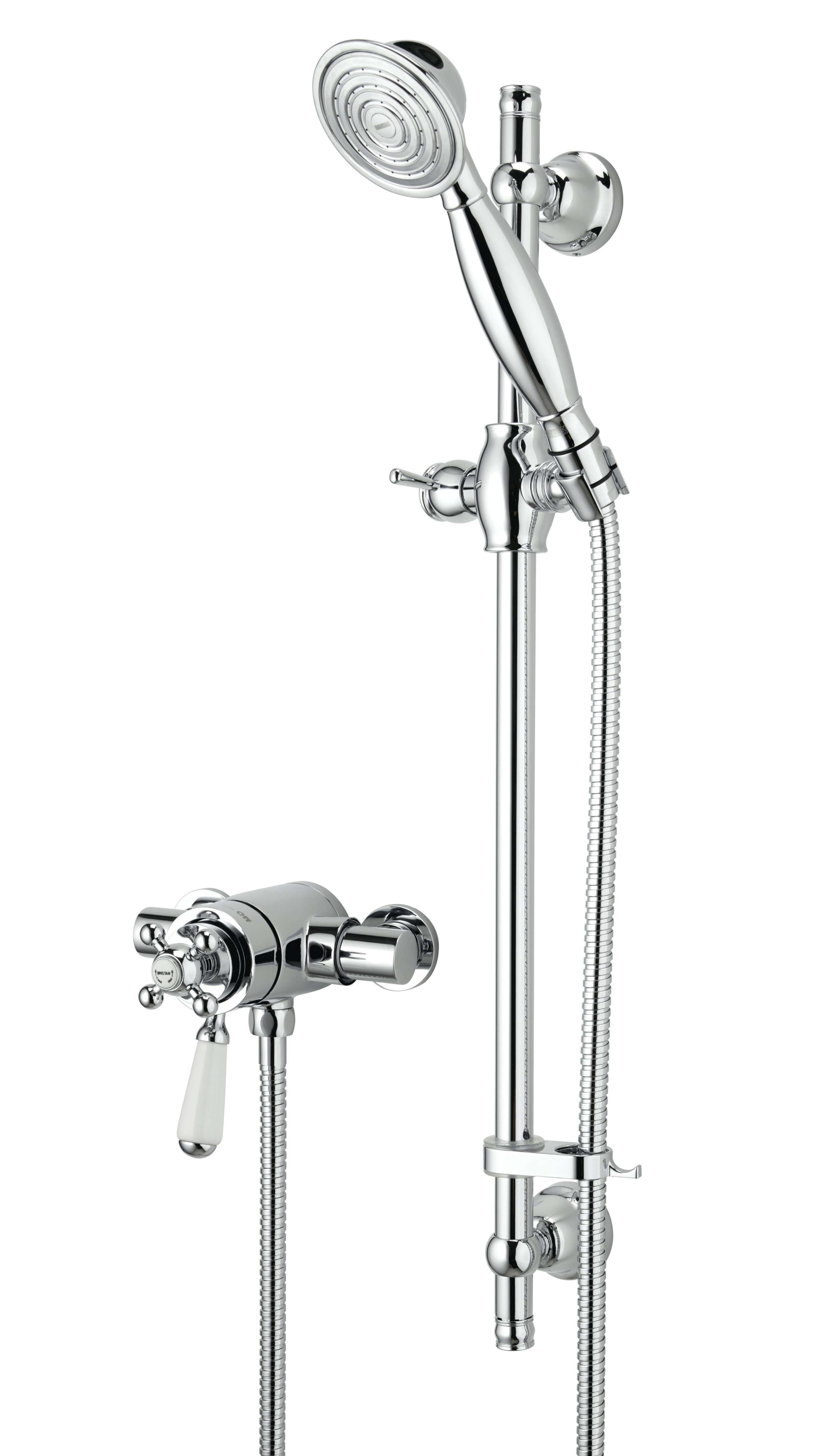 Bristan Regency2 Thermostatic Surface Mounted Shower Valve with Adjustable Riser Chrome