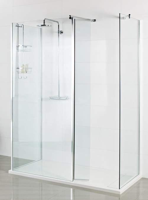 Tucker French 300mm Fluted Pivoting Deflector Wet Room Panel - 8mm (Actual Width 343mm)