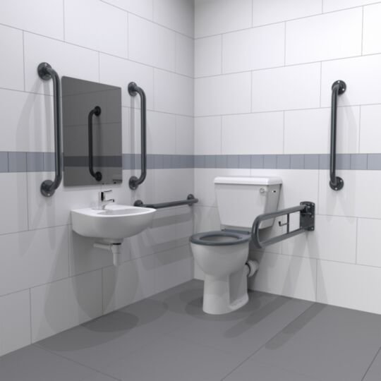 Tucker French Dark Grey DM200K Close Coupled Pack 1 Tap Hole Basin DM200K/1TH/DG