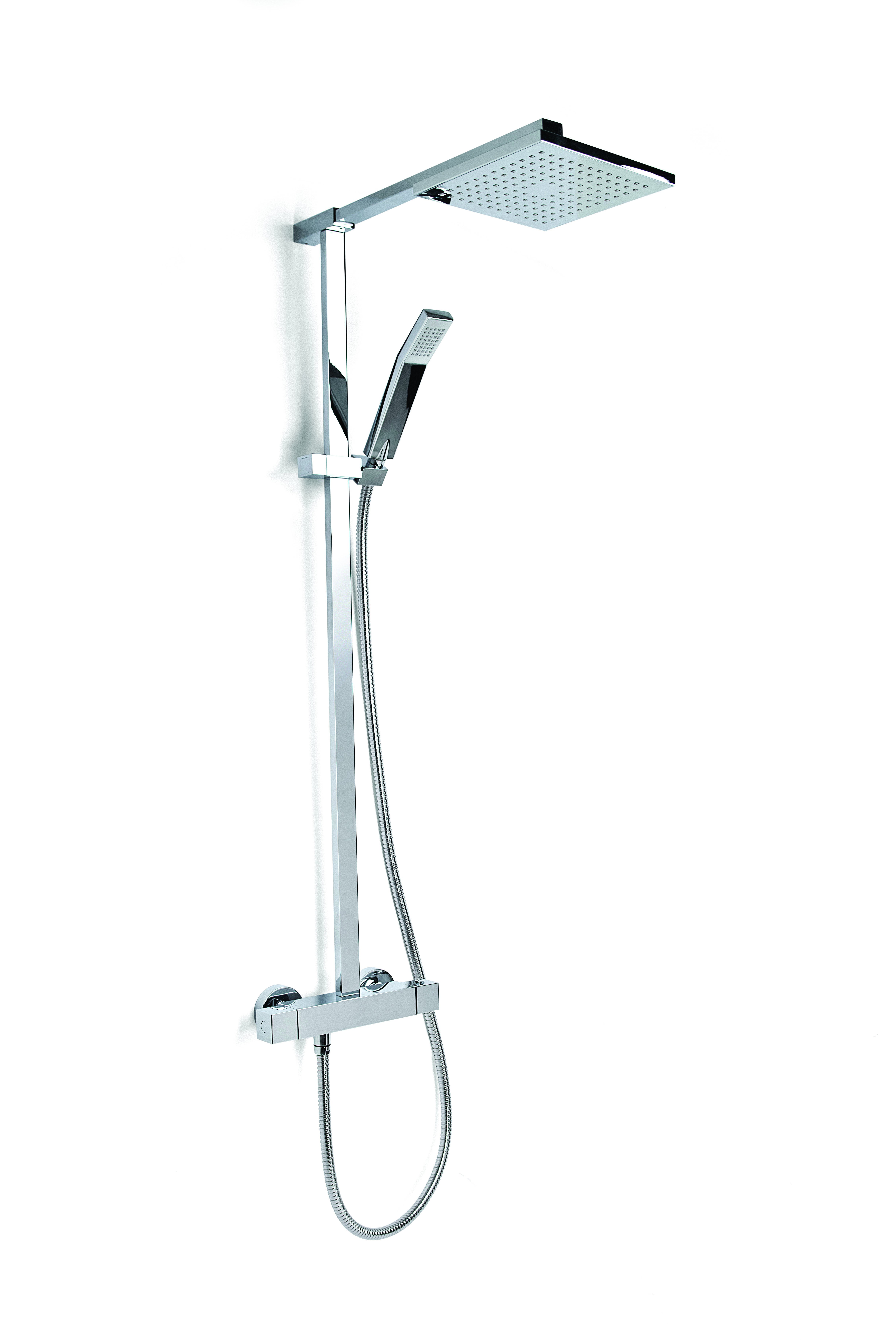 Instinct Edge Twin Outlet Bar Shower with Overhead Soaker Slide Rail Kit and Fast Fix Brackets IN30016CP
