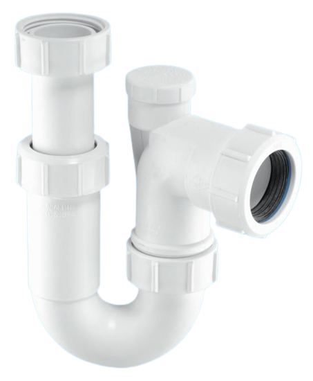 McAlpine 1 1/4" x 75mm Adjustable Inlet Tubular Swivel Anti-Syphon 'P' Trap ASA10V