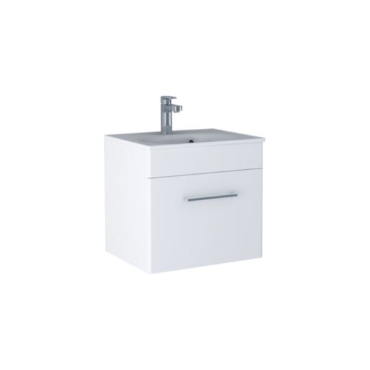 Tucker French Bucks 500mm Wall Mounted Single Drawer Basin Unit Matt White