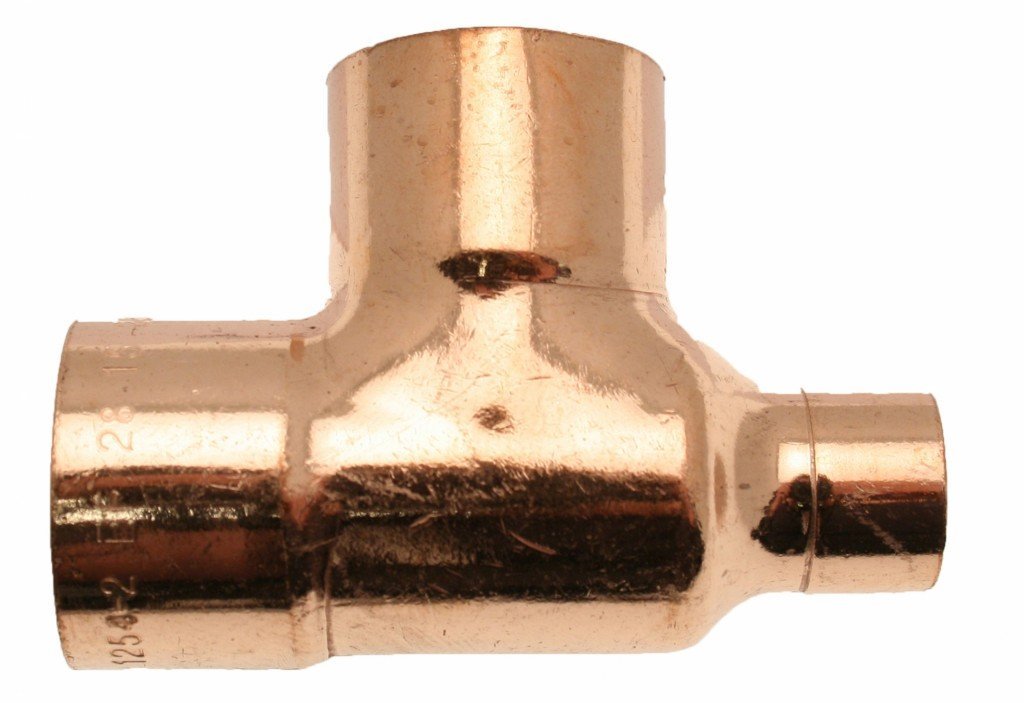 28mm x 22mm x 28mm Red Tee End Feed